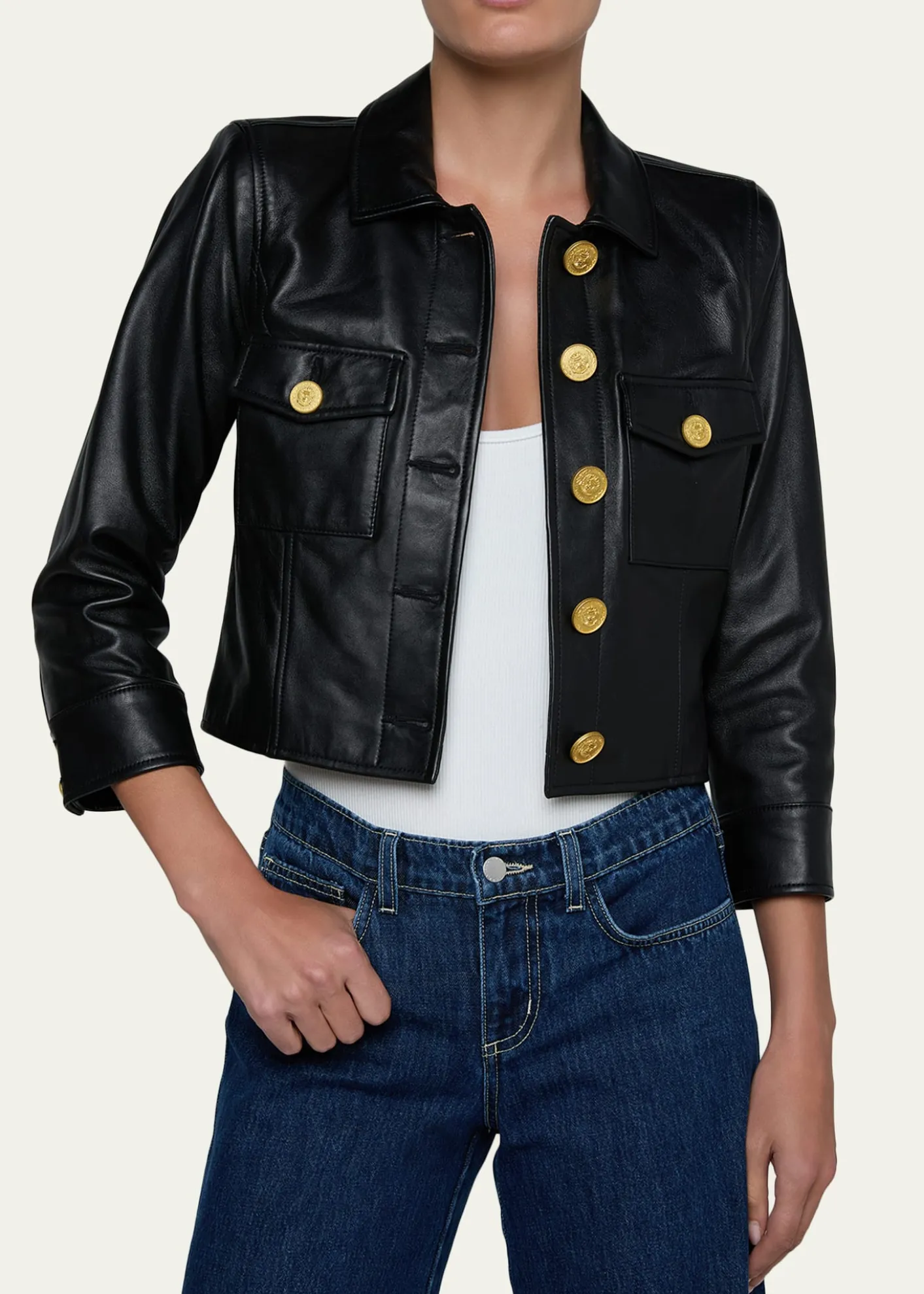L'AgenceKumi Cropped Leather Jacket