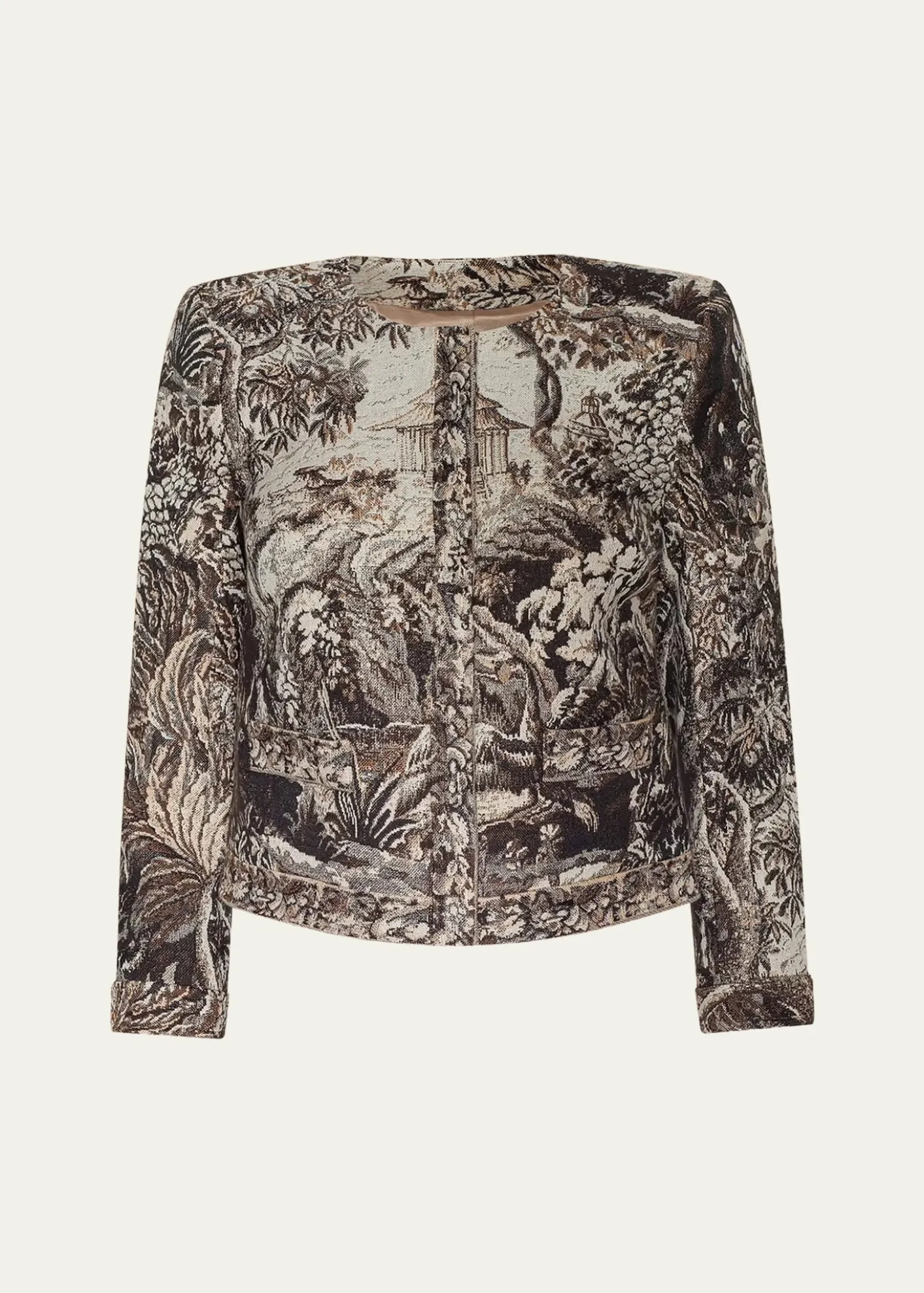 L'AgenceLian Collarless Tapestry Jacquard Jacket