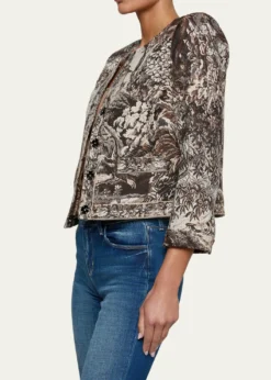 L'AgenceLian Collarless Tapestry Jacquard Jacket
