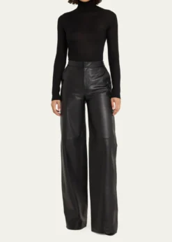 L'AgenceLivvy Mid-Rise Straight-Leg Leather Trousers