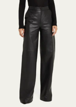 L'AgenceLivvy Mid-Rise Straight-Leg Leather Trousers