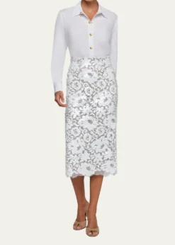 L'AgenceMakena Sequined Lace Pencil Skirt