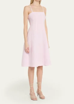 L'AgenceMitzy Seamed Linen Midi Dress