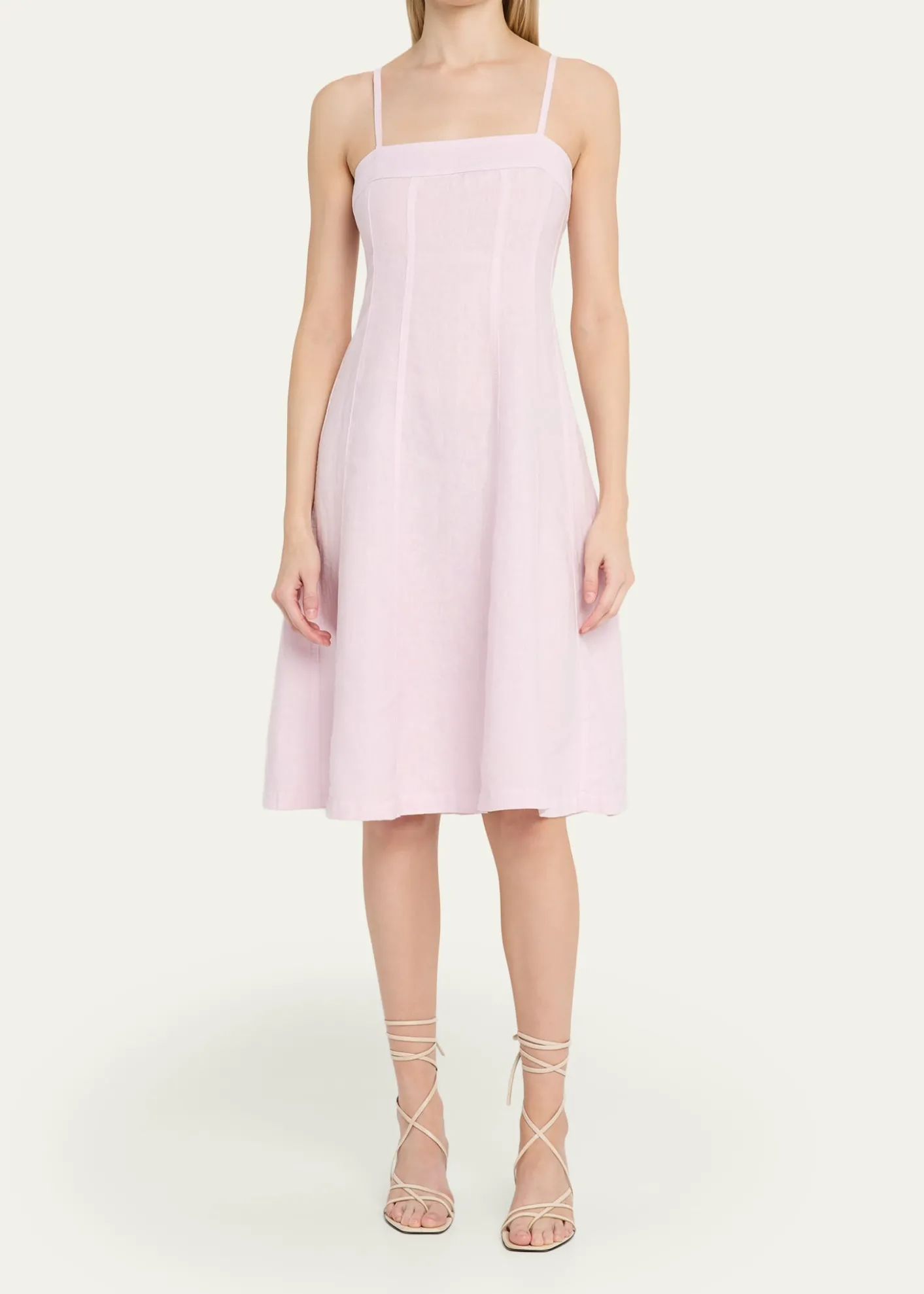 L'AgenceMitzy Seamed Linen Midi Dress