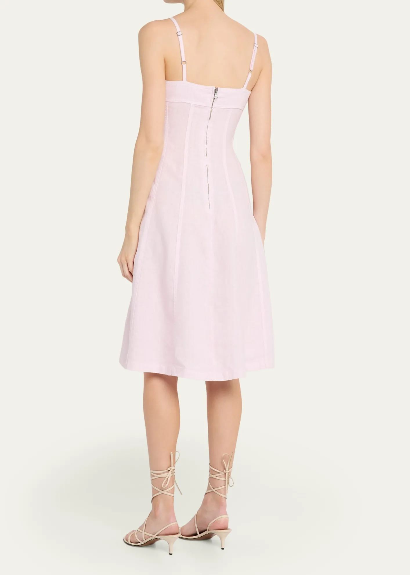 L'AgenceMitzy Seamed Linen Midi Dress