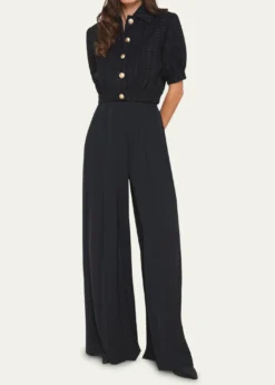 L'AgenceNova Mid-Rise Wide-Leg Pleated Pants
