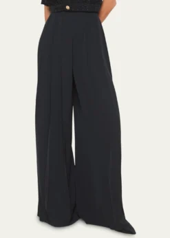 L'AgenceNova Mid-Rise Wide-Leg Pleated Pants