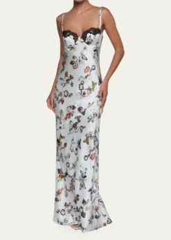 L'AgenceSayla Lace-Trim Silk Gown
