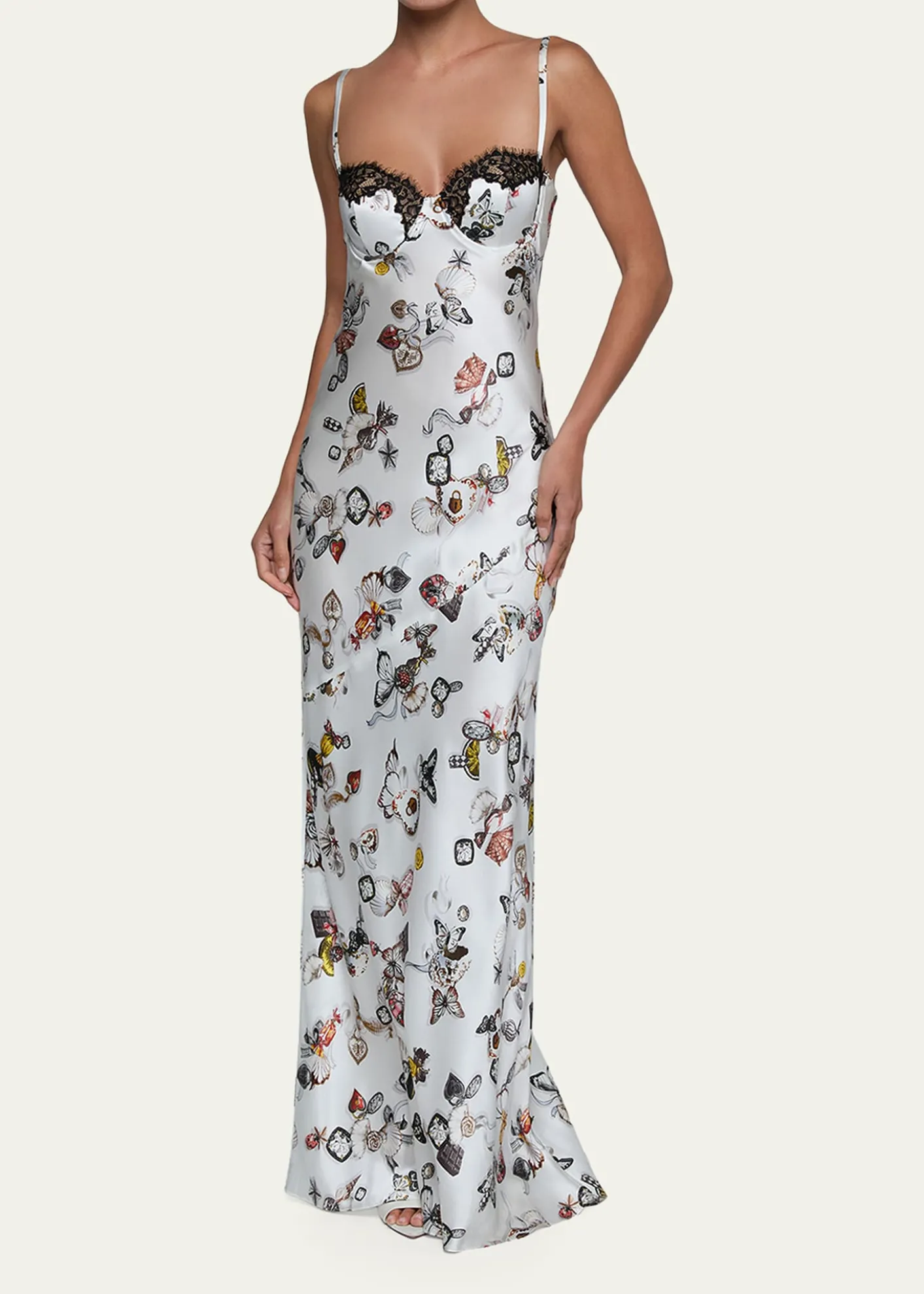 L'AgenceSayla Lace-Trim Silk Gown