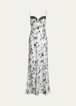 L'AgenceSayla Lace-Trim Silk Gown