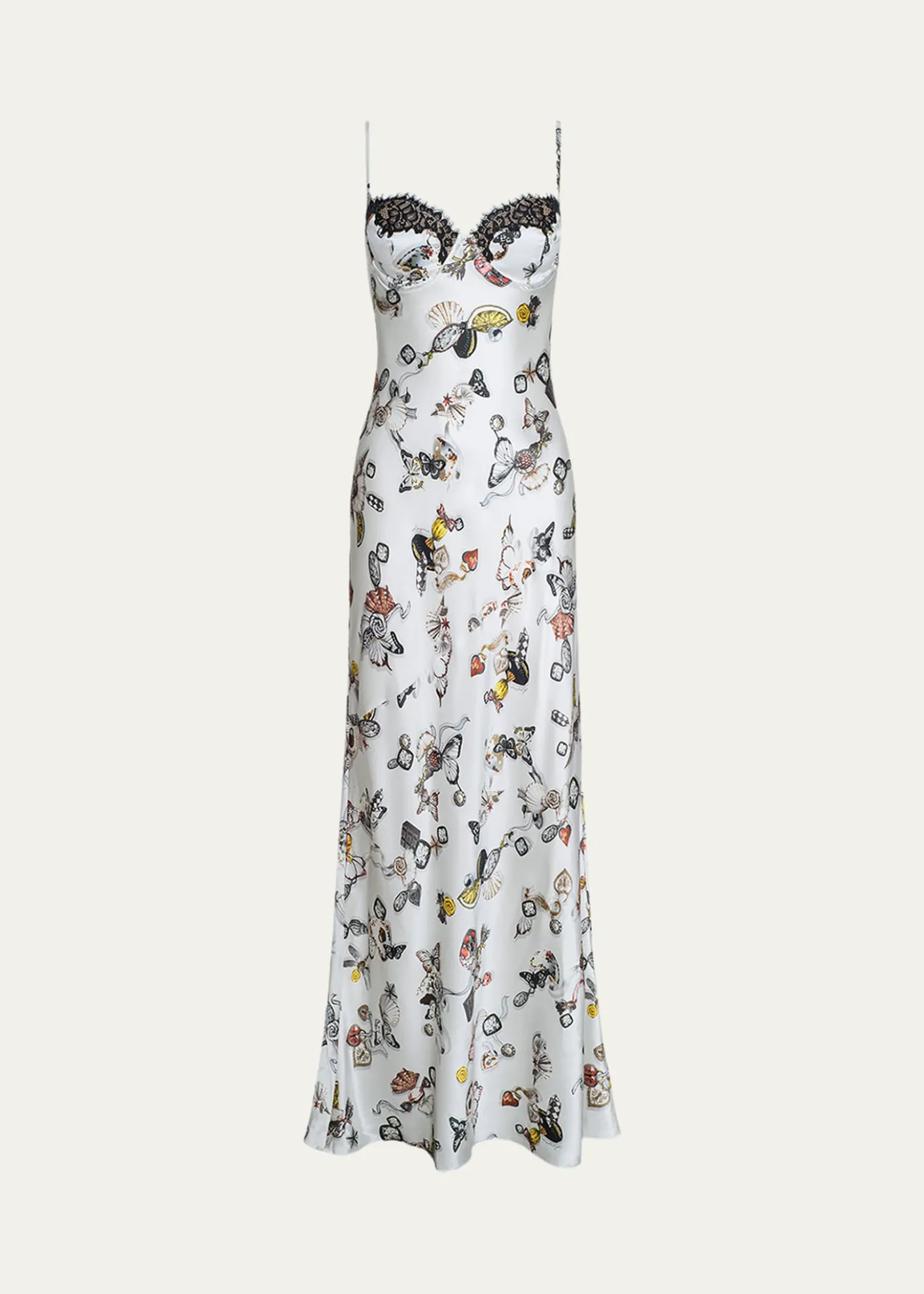 L'AgenceSayla Lace-Trim Silk Gown