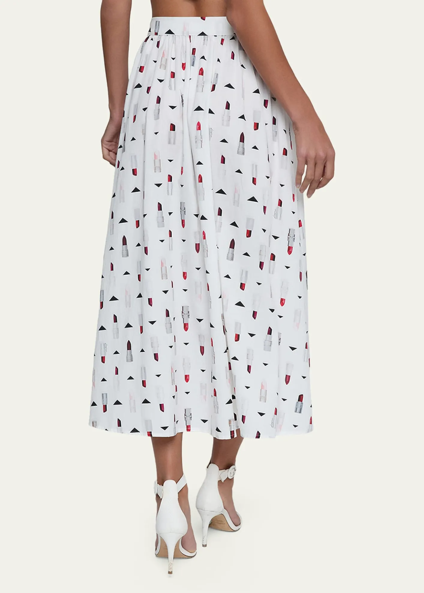 L'AgenceSeina Lipstick-Print Midi Skirt