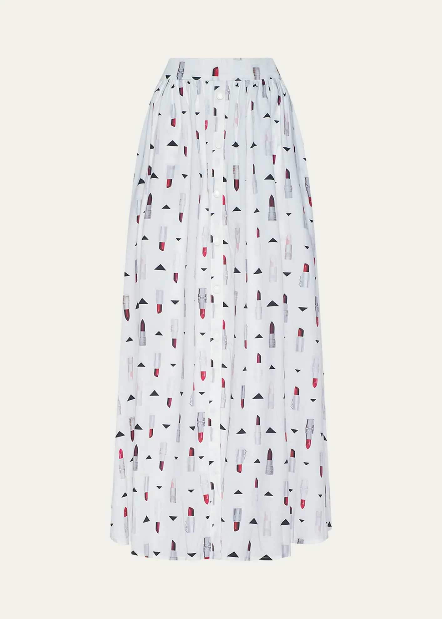 L'AgenceSeina Lipstick-Print Midi Skirt