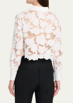 L'AgenceSeychelle Eyelet Embroidered Cropped Shirt