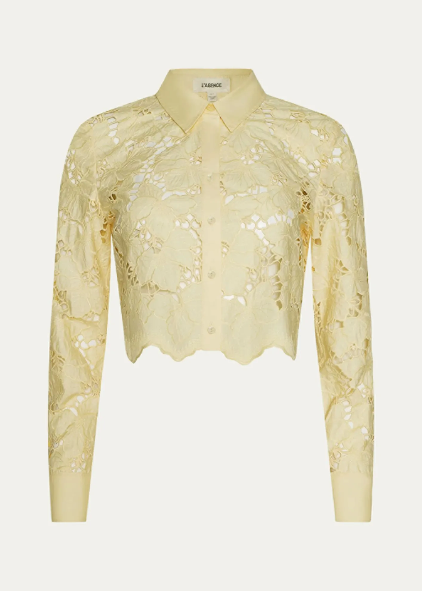 L'AgenceSeychelle Floral Eyelet-Embroidered Cropped Shirt