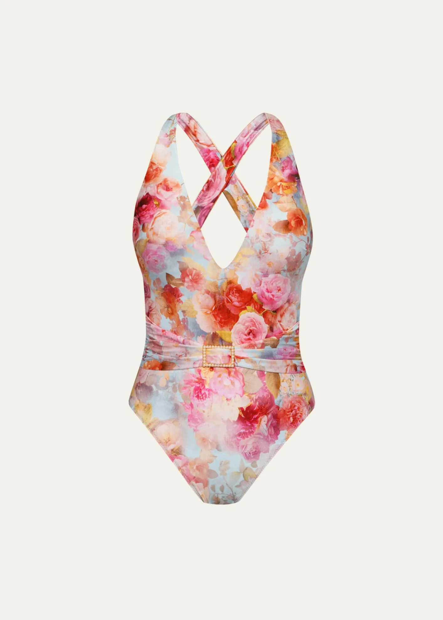 L'AgenceSoft Cloud Floral Lisa Plunge One-Piece Swimsuit