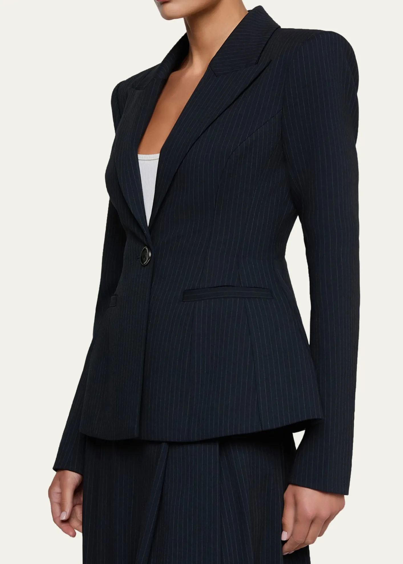 L'AgenceTherese Single-Breasted Pinstripe Blazer