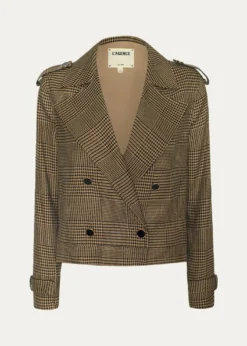 L'AgenceXoey Houndstooth Cropped Trench Coat