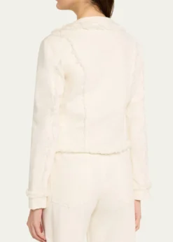 L'AgenceYarin Fringe-Trim Collarless Denim Jacket