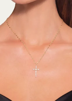 LanaElevated Diamond Everyday Cross Necklace in 14K Yellow Gold, 18"L