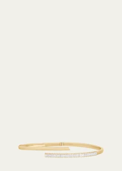 Lana14K Gold Criss Cross Baguette Diamond Bangle Bracelet