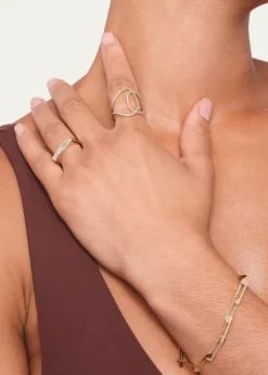 Lana14K Gold Laser Open Interlocking Rectangle Bracelet