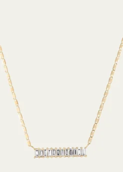 Lana14K Gold Baguette Diamond Bar Pendant Necklace, 0.33 tcw