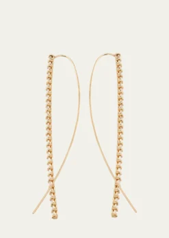 Lana14K Gold Baguette Diamond Narrow Upside-Down Threader Hoop Earrings