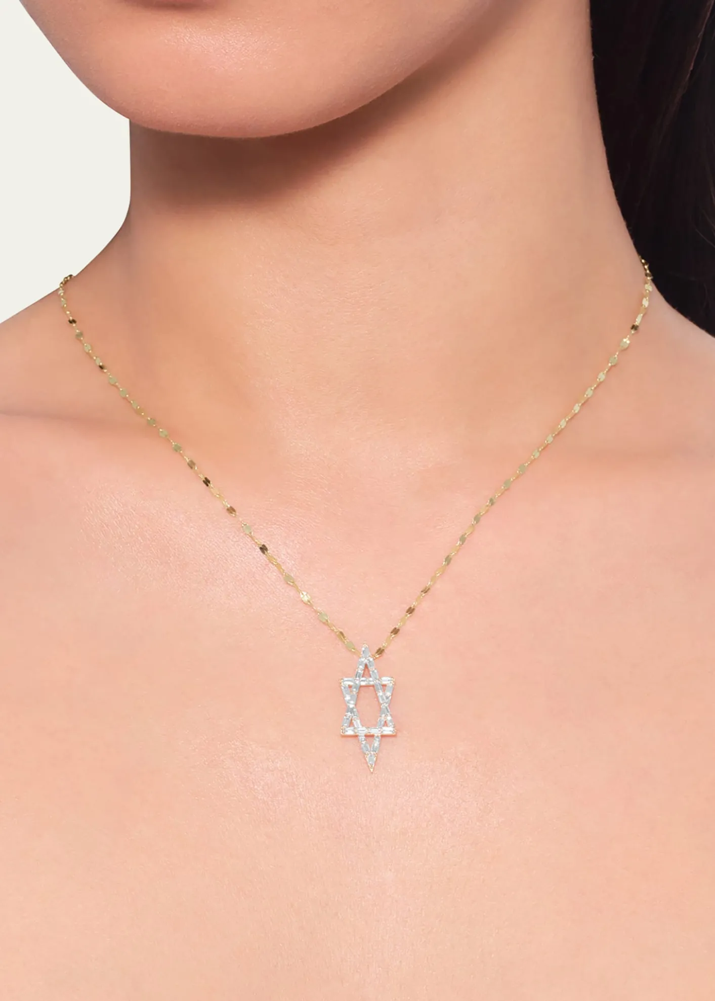 Lana14K Gold Baguette Diamond Star of David Pendant Necklace
