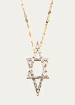 Lana14K Gold Baguette Diamond Star of David Pendant Necklace