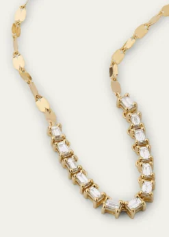 Lana14K Gold Baguette Diamond Tennis Section Chain Necklace