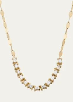 Lana14K Gold Baguette Diamond Tennis Section Chain Necklace