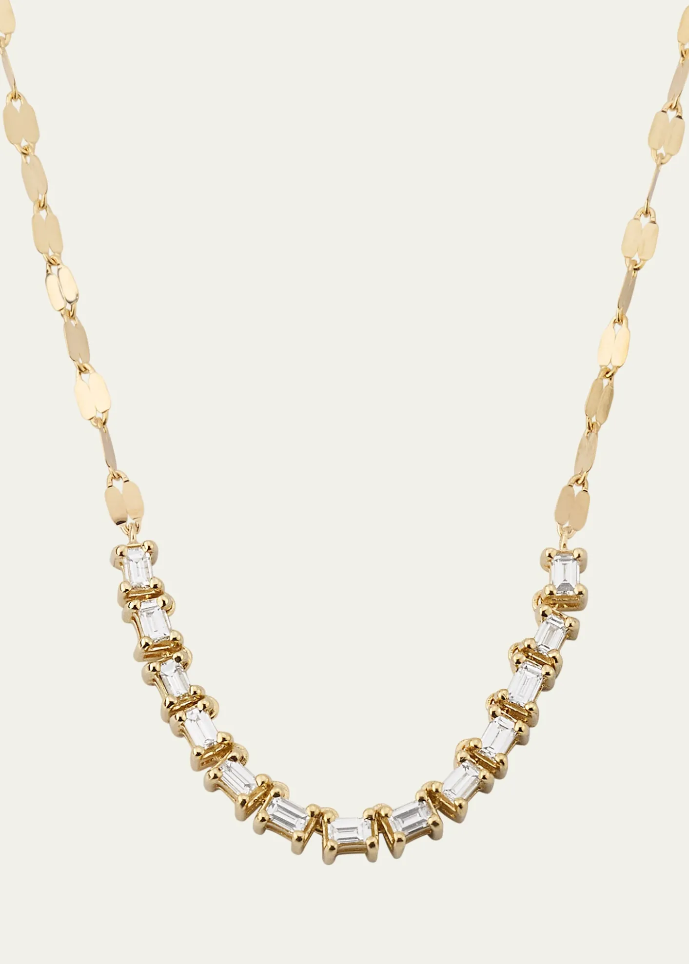 Lana14K Gold Baguette Diamond Tennis Section Chain Necklace