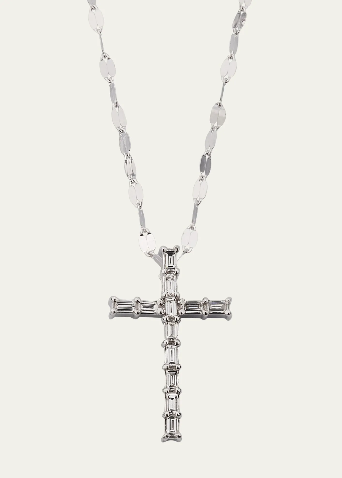 Lana14K Gold Baguette Everyday Cross Pendant Necklace with Jump Ring, 16-18"L