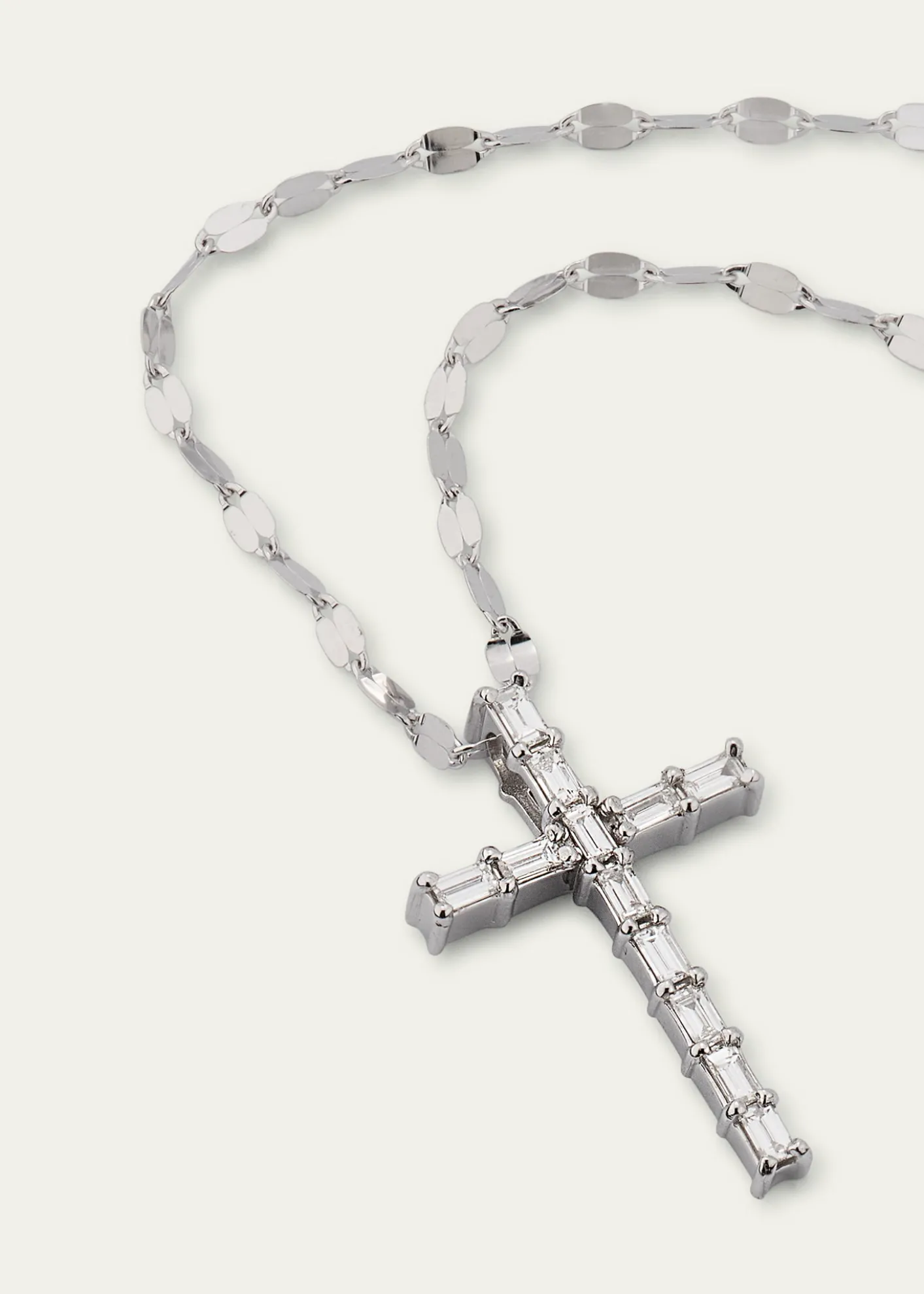 Lana14K Gold Baguette Everyday Cross Pendant Necklace with Jump Ring, 16-18"L