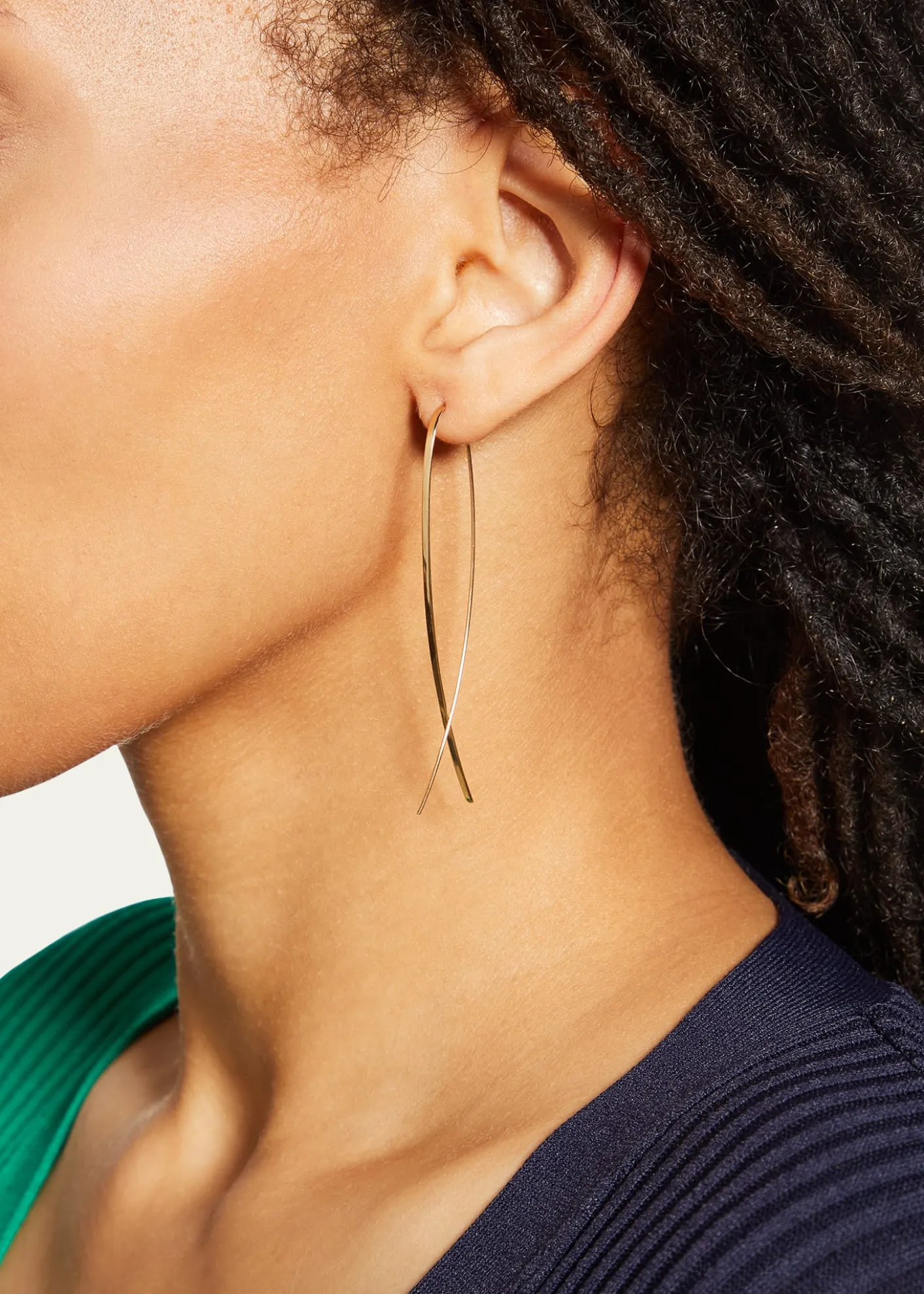Lana14K Gold Elite Narrow Upside Down Hoop Earrings