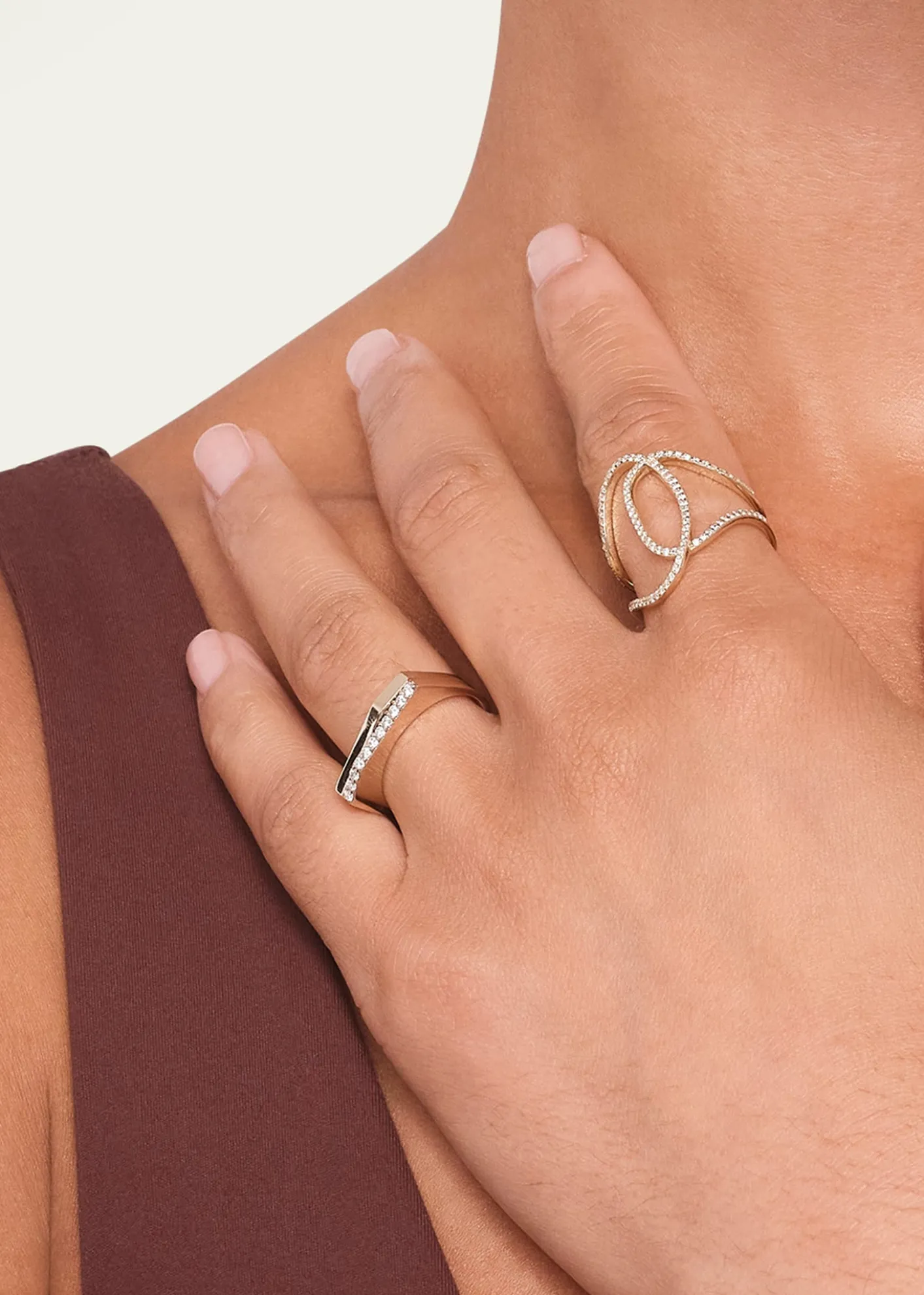 Lana14K Gold Flawless Geometric Double Band Ring