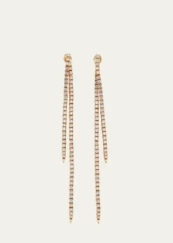 Lana14K Gold Flawless Graduating Tennis Front to Back Long Linear Earrings, 88mm