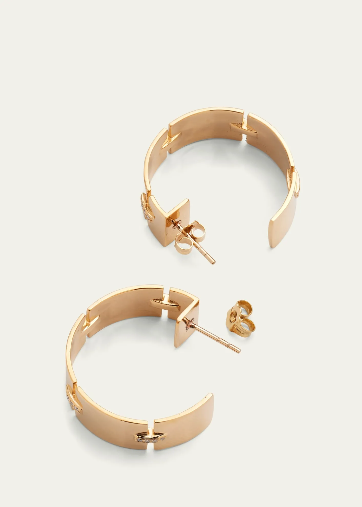 Lana14K Gold Flawless Tag Link Vanity Hoop Earrings, 25mm