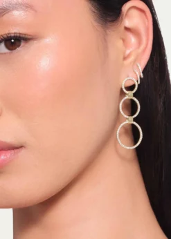 Lana14K Gold Flawless Three Circle Linear Link Earrings