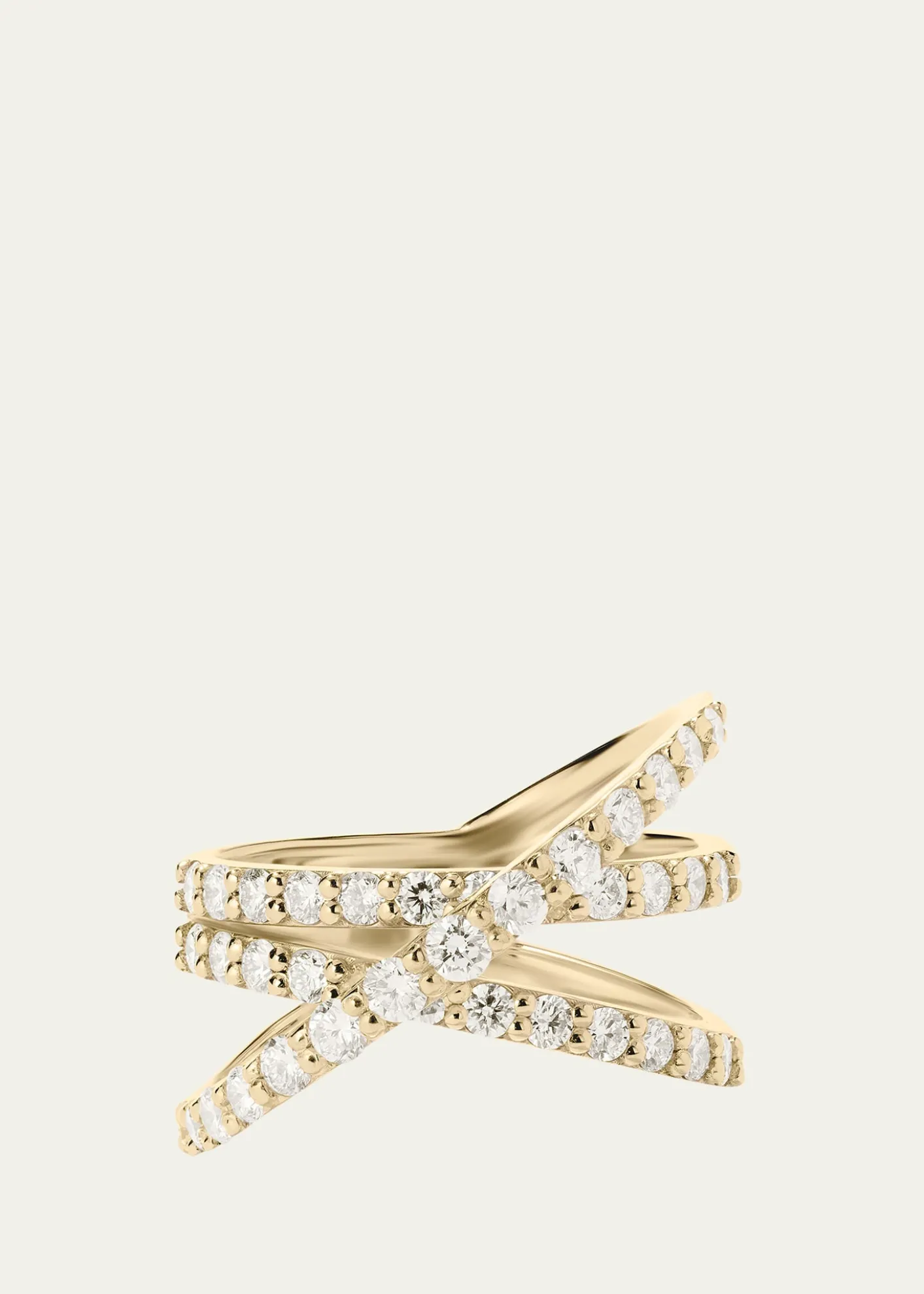 Lana14K Gold Graduating Diamond Criss Cross Ring