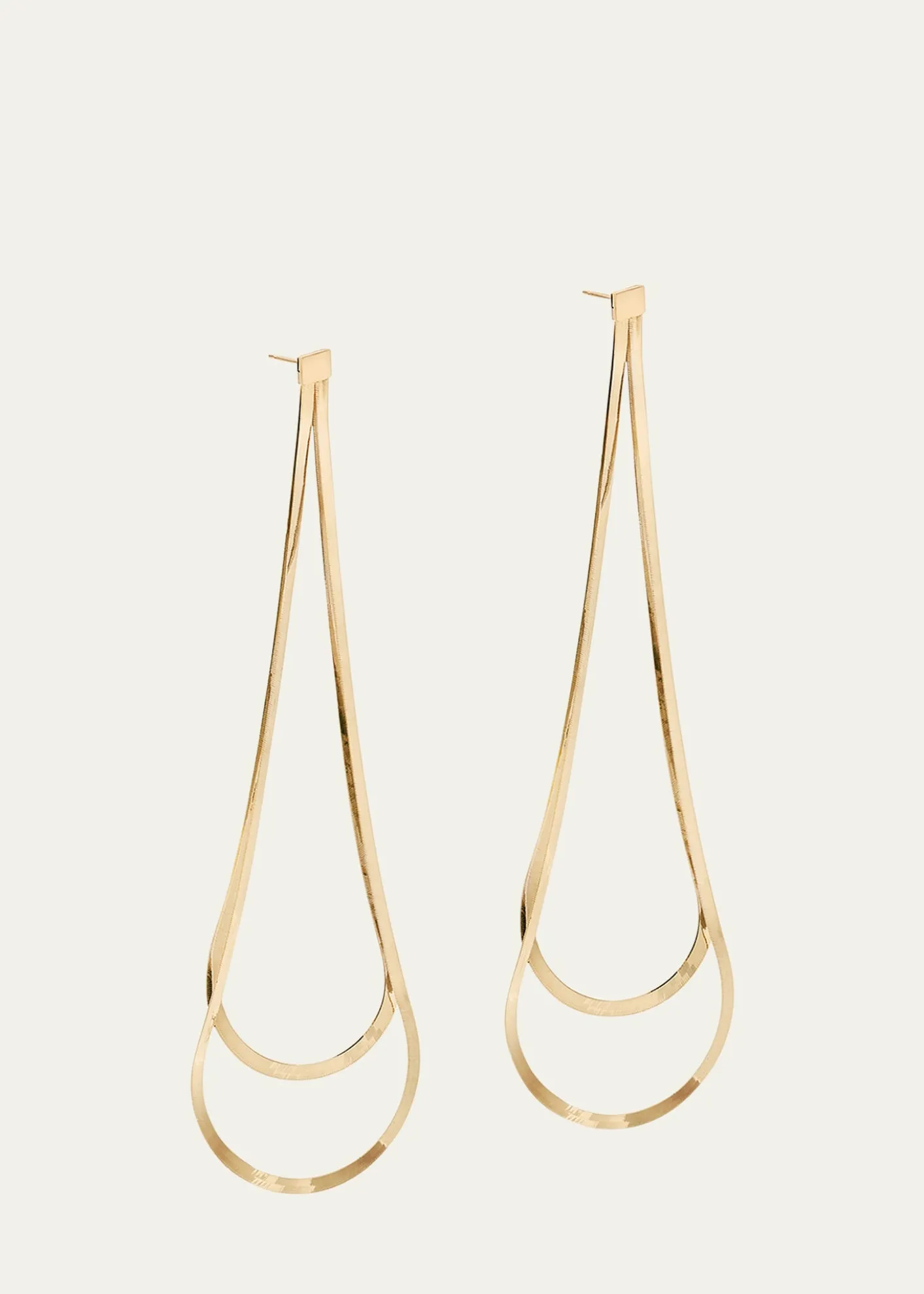 Lana14K Gold Linear Looped Herringbone Earrings, 5.5"L