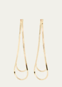 Lana14K Gold Linear Looped Herringbone Earrings, 5.5