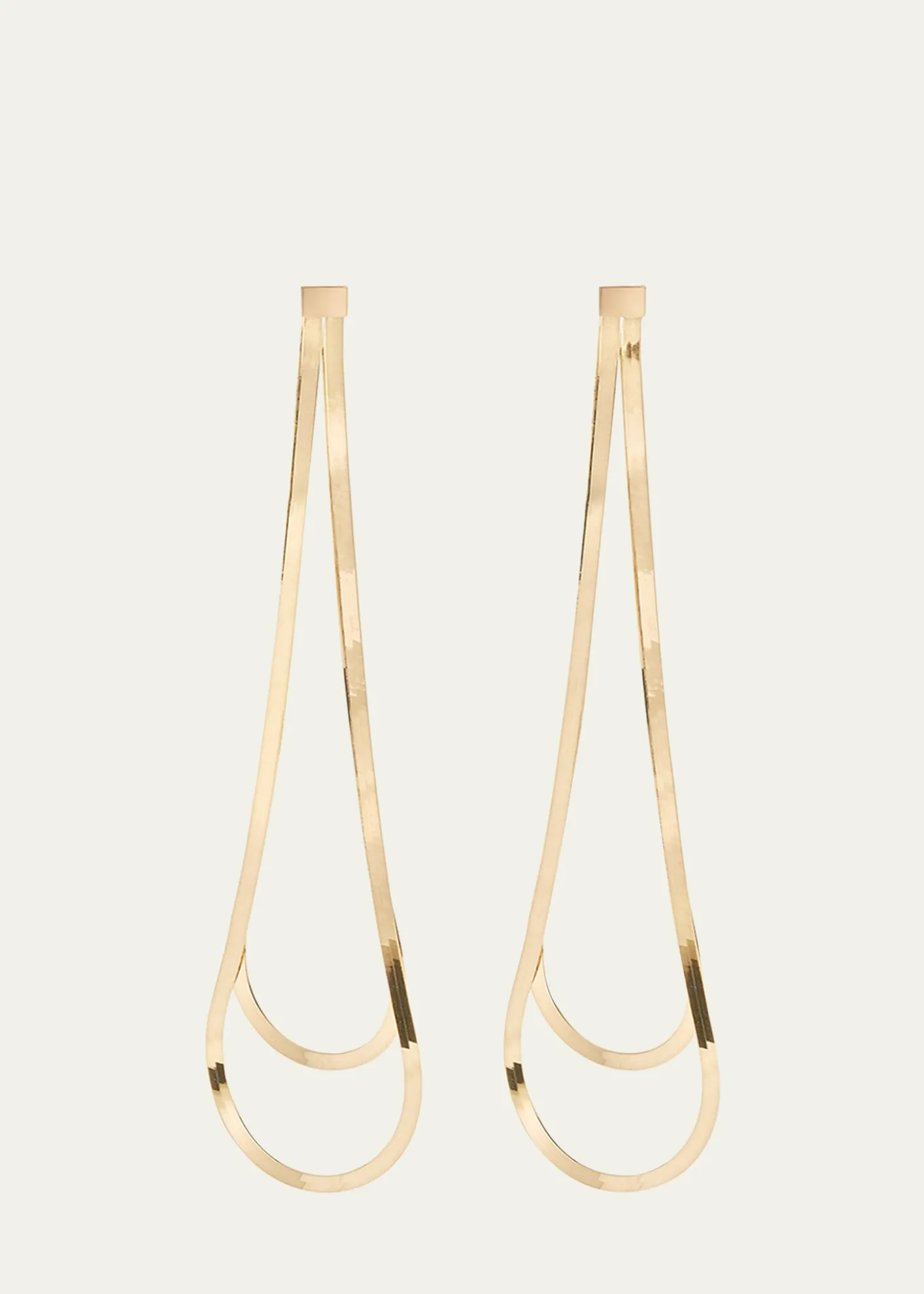 Lana14K Gold Linear Looped Herringbone Earrings, 5.5"L