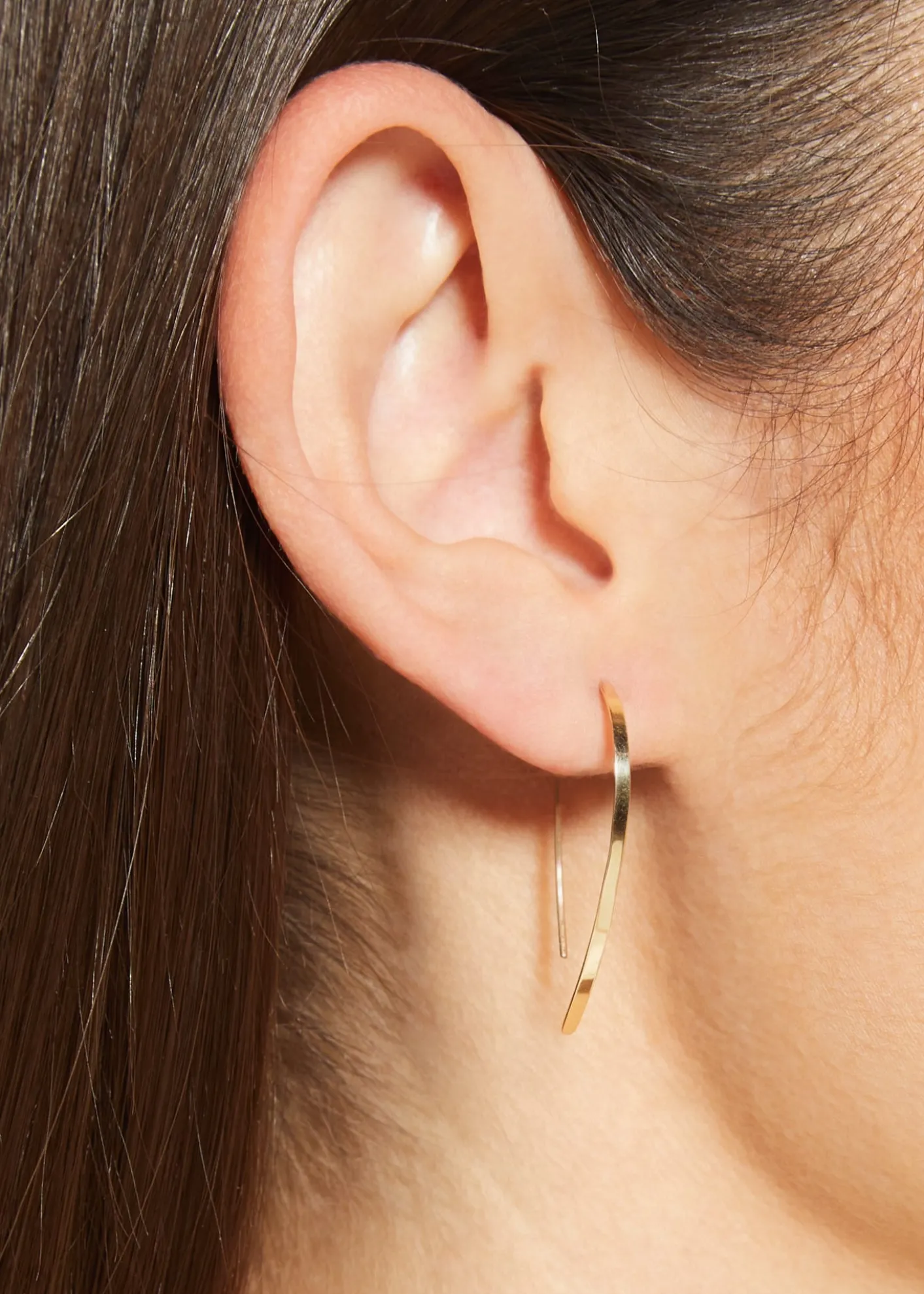 Lana14K Gold Mini Flat Hooked on Hoop Earrings