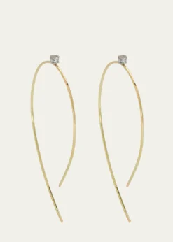 Lana14K Gold Mini Wire Hooked On Hoop Earrings with Diamonds, 38mm