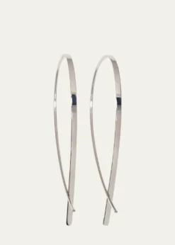 Lana14K Gold Small Elongated Flat Upside Down Hoops