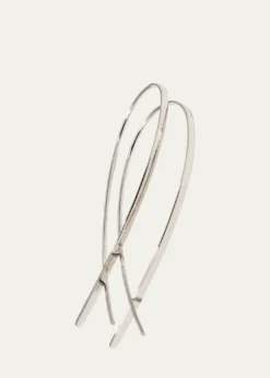 Lana14K Gold Small Elongated Flat Upside Down Hoops