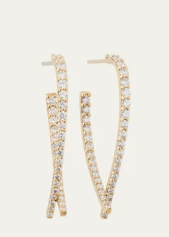 Lana14K Gold Small Flawless Front/Back Upside Down Diamond Hoop Earrings