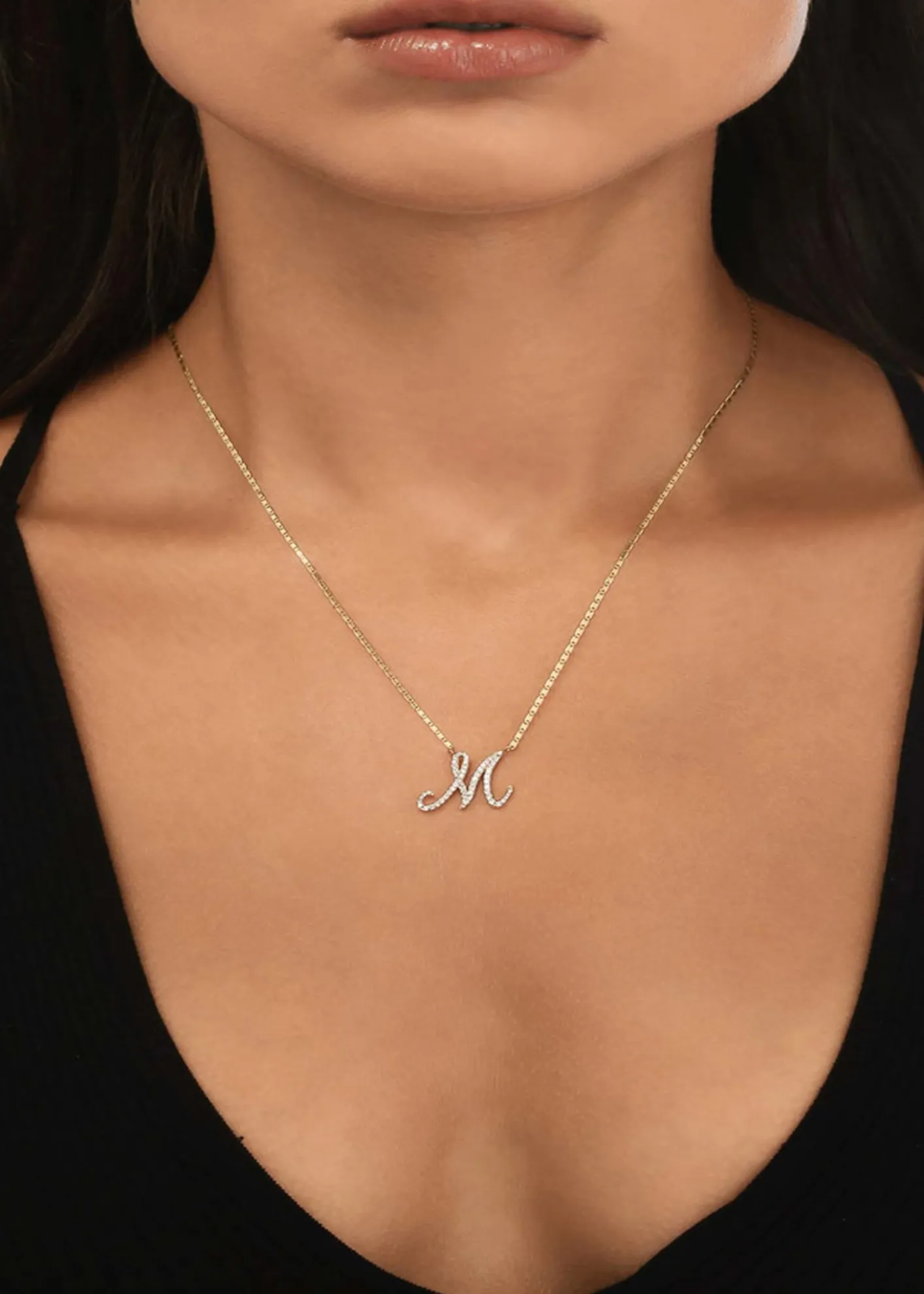 Lana14K Gold Small Flawless Malibu Diamond Initial Necklace, A-Z